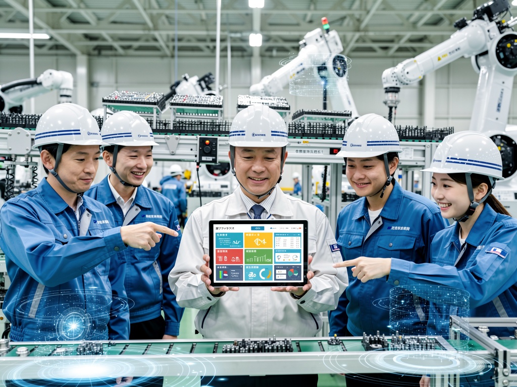 製造業DX支援事例：日本の工場スタッフがIoTシステムを確認