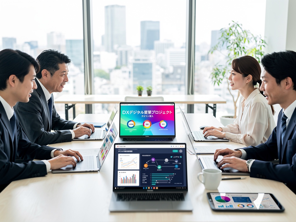 チームでDX戦略を立案する日本のビジネスチーム