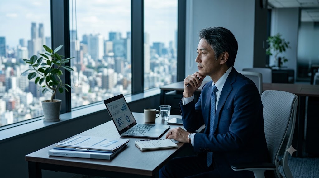 事業の次の一手を一人で考え込む日本の経営者